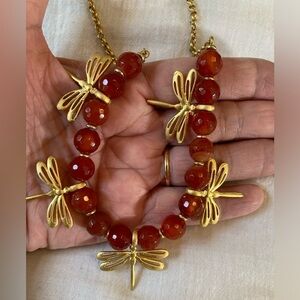 Dragonfly Beaded Necklace Statement‎ Garden
